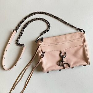 Rebecca Minkoff Baby Pink Genuine Leather Studded Silver Chain Crossbody Purse